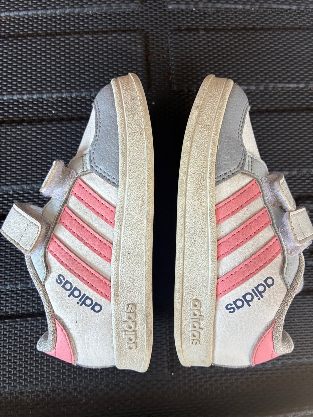 adidas Kids White Pink Velcro Casual Sneakers